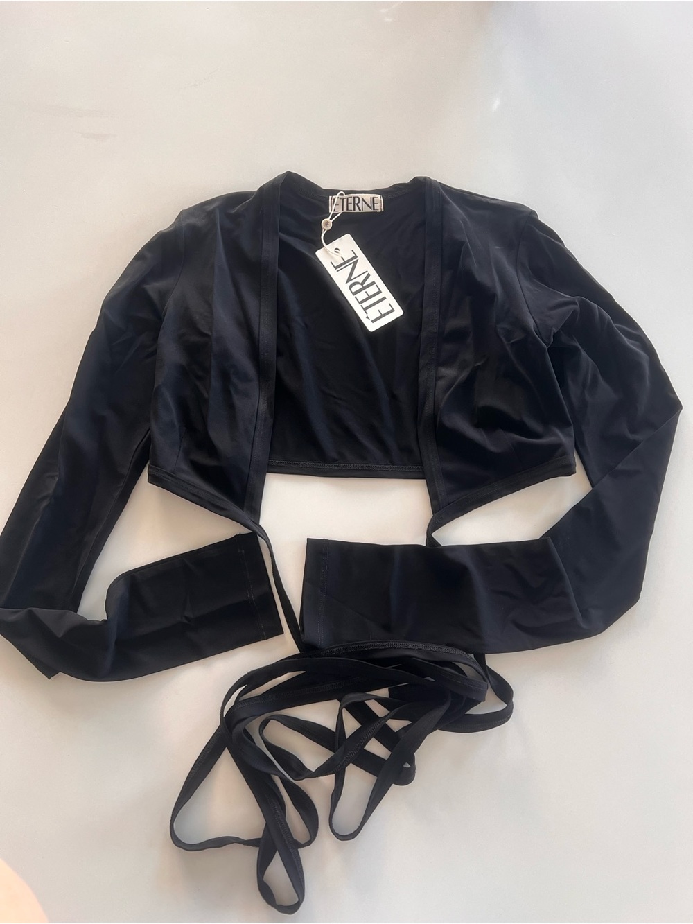Eterne Black Wraparound Tie Bolero Top